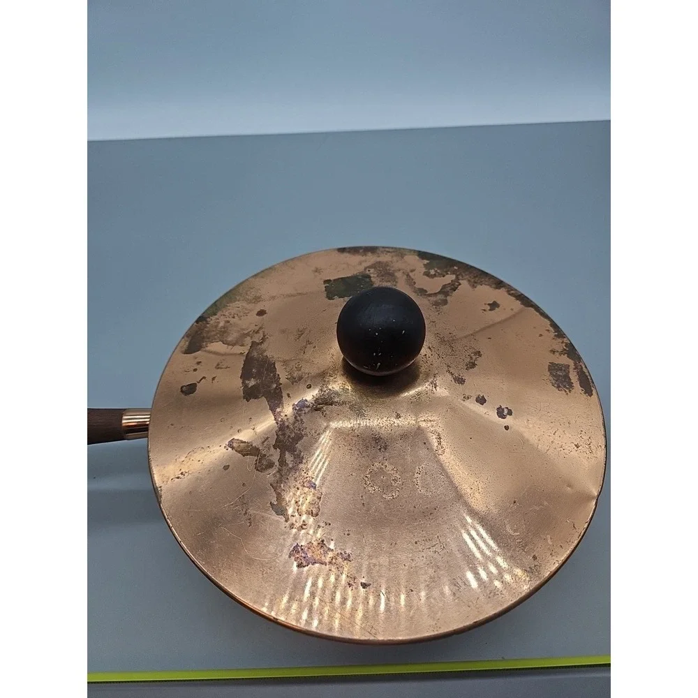 Beautiful Vintage Copper Chafing Dish Wood Handle Pan Only